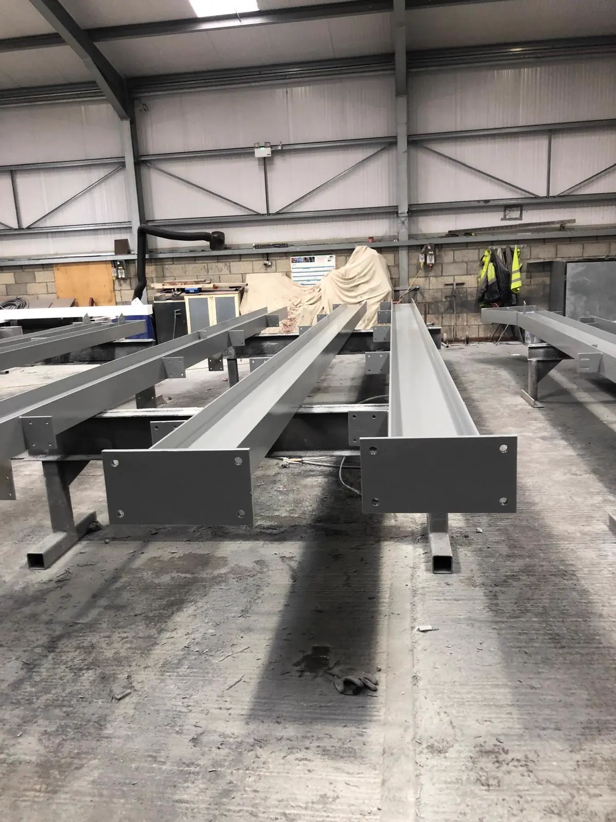 Primed steel framework ready for coating